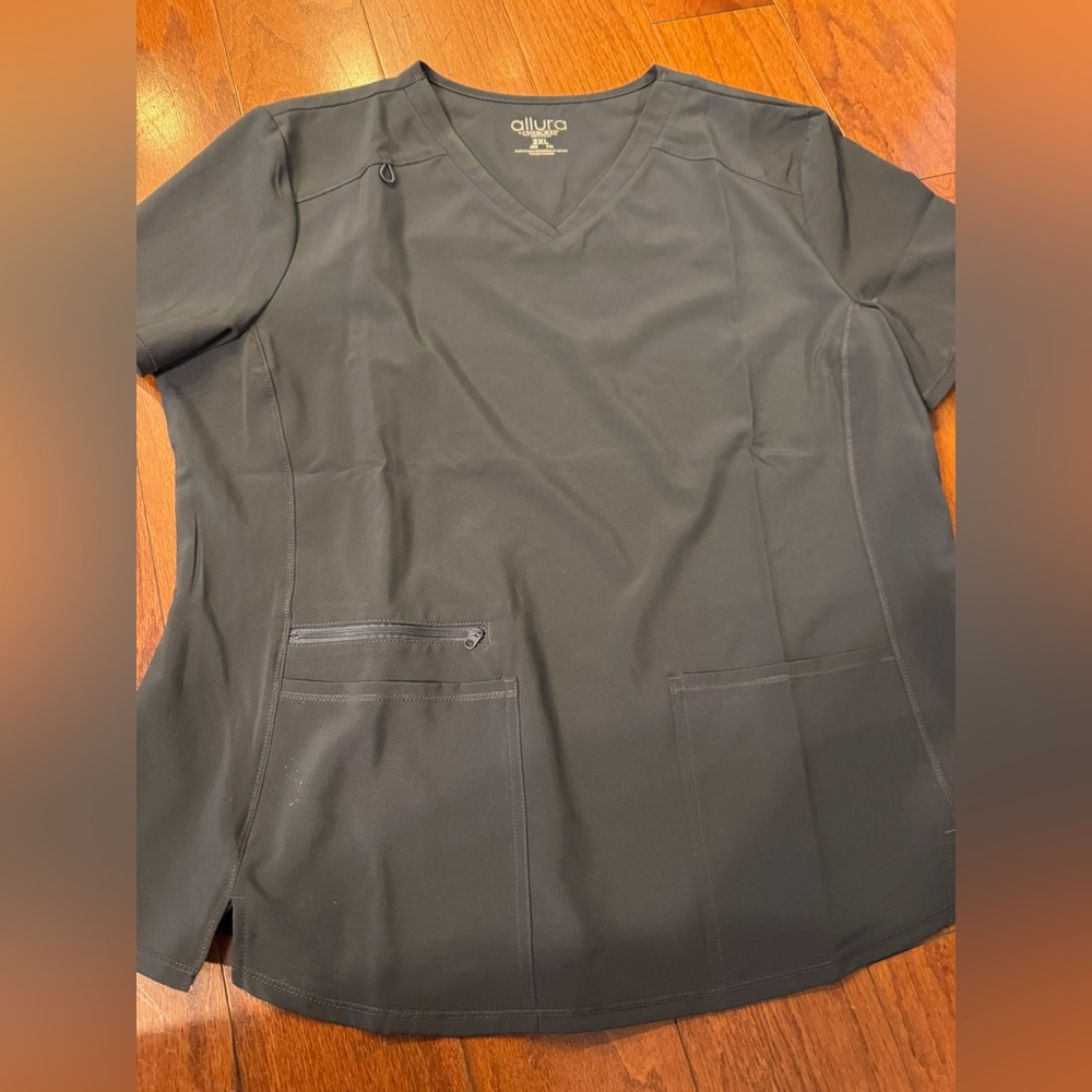 Allure Charcoal V-Neck Scrub Top